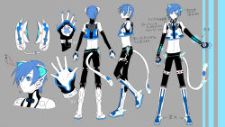 Rule 34 | 1boy, animal ears, boots, cat boy, cat ears, cat tail, character sheet, concept art, detached sleeves, headphones, kaito (vocaloid), male focus, maroyan, midriff, partially colored, project diva, project diva (series), project diva 2nd, solo, tail, vocaloid