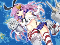 Rule 34 | 1girl, alternate costume, animal ears, bad id, bad pixiv id, black panties, breasts, cannon, cosplay, crescent, crescent hair ornament, dress, elbow gloves, fake animal ears, gloves, hair ornament, hair ribbon, innertube, kantai collection, large breasts, long hair, map, midriff, miniskirt, navel, panties, pantyshot, patchouli knowledge, purple eyes, purple hair, rabbit ears, rensouhou-chan, ribbon, sailor dress, school uniform, serafuku, shiina excel, shimakaze (kancolle), shimakaze (kancolle) (cosplay), shirt, skirt, solo, striped clothes, striped thighhighs, swim ring, thighhighs, touhou, underwear, upskirt, very long hair, white gloves