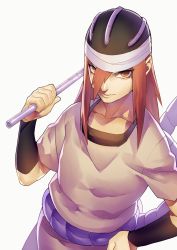 Rule 34 | 1girl, flute, hand on own hip, hat, highres, instrument, kazari tayu, long hair, looking at viewer, naruto, naruto (series), pink hair, simple background, smile, solo, standing, tayuya (naruto)