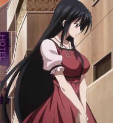 Rule 34 | 10s, 1girl, black hair, breasts, high school dxd, highres, himejima akeno, large breasts, long hair, stitched, third-party edit