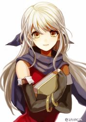 Rule 34 | 1girl, book, bow, cape, european clothes, fire emblem, fire emblem: radiant dawn, hair bow, holding, looking at viewer, micaiah (fire emblem), nana (nanalog76), nintendo, silhouette, simple background, smile, white background, yellow eyes