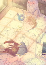 Rule 34 | 1boy, bed, book, bowtruckle, brown hair, closed eyes, coin, crossed arms, demiguise, fantastic beasts and where to find them, harry potter (series), leaf, male focus, newt scamander, niffler, occamy, pillow, sleeping, snake, solo, teeth, wings, wizarding world, zigi