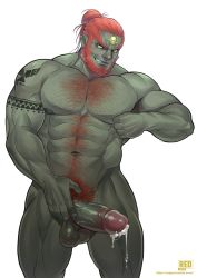 Rule 34 | 1boy, abs, arm tattoo, bad id, bad tumblr id, body hair, bulge, completely nude, cum, erection, erection under clothes, ganondorf, grabbing own breast, highres, looking at viewer, male focus, muscular, muscular male, naughty face, nintendo, nipple stimulation, nipple tweak, nipples, nude, pectorals, penis, pointy ears, red hair, solo, tagme, tattoo, the legend of zelda, thighs, tweaking own nipple, uncensored