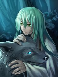 Rule 34 | 1boy, enkidu (fate), fate/strange fake, fate (series), green eyes, green hair, homutatu, long hair, wolf