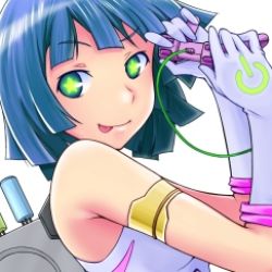 Rule 34 | 1girl, :p, bad id, bad pixiv id, bare shoulders, blue hair, controller, dualshock, game controller, gamepad, gloves, green eyes, lowres, original, playstation controller, short hair, smile, solo, star-shaped pupils, star (symbol), suzushiro nazuna, symbol-shaped pupils, tongue, tongue out