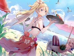 Rule 34 | 2girls, ahoge, alternate costume, alternate hairstyle, back, bare shoulders, beach, bigdoorbig, bikini, bird, blonde hair, blue eyes, blue sky, blush, bodyboard, braid, breasts, chair, character name, cleavage, closed mouth, cloud, collarbone, cup, dated, day, drinking straw, floating hair, flower, food, french braid, fruit, g36 (50 days with g36) (girls&#039; frontline), g36 (girls&#039; frontline), girls&#039; frontline, gradient hair, hair between eyes, hair flower, hair ornament, head rest, holding, holding tray, large breasts, lemon, lemon slice, long hair, looking at viewer, maid, maid bikini, medium breasts, multicolored hair, multiple girls, ocean, official alternate costume, outdoors, ponytail, red eyes, sand, sarong, seagull, sidelocks, silver hair, sky, sparkle, spas-12 (girls&#039; frontline), spas-12 (midsummer fruit) (girls&#039; frontline), swimsuit, table, thighs, tray, tropical drink, twintails, umbrella, unconventional maid, very long hair, water, watermelon, weibo watermark