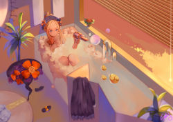Rule 34 | 1girl, abigail williams (fate), bath, bathtub, black bow, black dress, black footwear, black hat, blonde hair, bloomers, blue eyes, bow, bug, butterfly, commentary request, dress, fate/grand order, fate (series), forehead, hair bow, hair up, hat, holding, hugging object, indoors, insect, key, long hair, long sleeves, looking at viewer, mary janes, nude, orange bow, parted bangs, partially submerged, plant, polka dot, polka dot bow, shizi suky, shoes, sidelocks, sleeves past wrists, solo, stuffed animal, stuffed toy, teddy bear, underwear, unworn bloomers, unworn dress, unworn hat, unworn headwear, unworn shoes, water, water gun, white bloomers, window, window blinds, witch hat