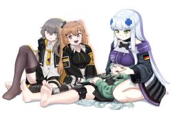 Rule 34 | 4girls, barefoot, breasts, brown hair, facial mark, g11 (girls&#039; frontline), girls&#039; frontline, hair ornament, hand on another&#039;s face, hk416 (girls&#039; frontline), large breasts, leaning on person, lying, missileer, multiple girls, on back, scar, scar on face, sitting, sleeping, thighhighs, ump45 (girls&#039; frontline), ump9 (girls&#039; frontline)