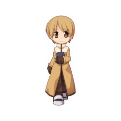 Rule 34 | 1boy, acolyte (ragnarok online), armored boots, bob cut, book, boots, brown eyes, brown footwear, brown gloves, brown pants, cassock, chibi, closed mouth, full body, gloves, holding, holding book, light brown hair, long sleeves, looking at viewer, male focus, medium bangs, official art, pants, ragnarok online, short hair, simple background, smile, solo, tachi-e, transparent background, walking, yuichirou