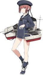Rule 34 | 10s, 1girl, bare legs, clothes writing, dress, full body, hat, kantai collection, microdress, no pants, official art, personification, red eyes, red hair, sailor collar, sailor dress, sailor hat, shimada fumikane, short hair, solo, standing, transparent background, z3 max schultz (kancolle)