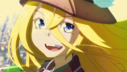 Rule 34 | 1girl, animated, animated gif, blonde hair, blue eyes, eyelashes, face, female focus, hat, long hair, looking at viewer, lyza (made in abyss), made in abyss, solo