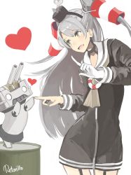 Rule 34 | 10s, 1girl, amatsukaze (kancolle), artist name, ascot, bad id, bad twitter id, dress, drum, drum (container), gloves, hair tubes, hat, heart, highres, instrument, kantai collection, koi dance, lifebuoy, long hair, long sleeves, o o, rensouhou-kun, retorillo, sailor dress, silver hair, swim ring, two side up, very long hair, white background, yellow eyes