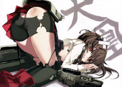 Rule 34 | 10s, 1girl, absurdres, ass, bike shorts, brown hair, highres, kantai collection, short hair, simple background, tagme, taihou (kancolle)