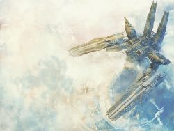 Rule 34 | cannon, city, cloud, commentary, english commentary, from above, macross, macross delta, macross elysion, mecha, no humans, official art, robot, scenery, science fiction, solo, standing, tenjin hidetaka