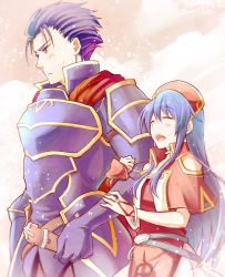 Rule 34 | 1boy, 1girl, ane-suisei, armor, blue eyes, blue hair, blush, cape, dress, closed eyes, father and daughter, fire emblem, fire emblem: the binding blade, fire emblem: the blazing blade, fire emblem heroes, hat, hector (fire emblem), lilina (fire emblem), long hair, nintendo, open mouth, short hair, simple background, smile