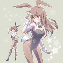 Rule 34 | 2girls, alternate costume, animal ears, arm garter, ass, black legwear, blush, bow, bowtie, breasts, brown eyes, brown hair, cleavage, coco adel, collar, commentary request, fake animal ears, from behind, hand on own hip, high heels, highres, iesupa, legs apart, leotard, long hair, looking back, multiple girls, pantyhose, playboy bunny, rabbit ears, rabbit tail, rwby, short hair, sideboob, small breasts, standing, sunglasses, tail, velvet scarlatina, wrist cuffs