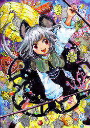 Rule 34 | 1girl, animal ears, bad id, bad pixiv id, female focus, grey hair, jewelry, mouse (animal), mouse ears, mouse tail, nazrin, pendant, red eyes, short hair, solo, tail, touhou, yui (calling dr love m)