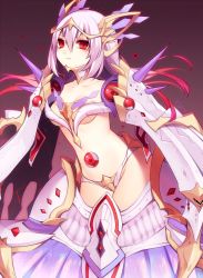 Rule 34 | 1girl, anga fundarge, armor, breasts, hair ornament, heart, light purple hair, long hair, looking at viewer, md5 mismatch, muryotaro, personification, phantasy star, phantasy star online 2, red eyes, resized, solo, spikes, tiara, underboob