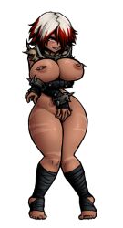 Rule 34 | 1girl, abs, bandaged arm, bandaged leg, bandages, barbell piercing, barefoot, bracelet, breasts, cleft of venus, collar, completely nude, covering privates, darkest dungeon, detached collar, female masturbation, flagellant (darkest dungeon), full body, genderswap, grin, jewelry, large breasts, lowres, masturbation, medium hair, metal collar, multicolored hair, navel, nipple piercing, nipples, no bra, no panties, nude, nude mod, one eye covered, piercing, red eyes, red hair, scar, scar on arm, scar on breasts, scar on chest, scar on face, scar on leg, scar on stomach, smile, solo, spiked bracelet, spiked collar, spiked nipple piercing, spikes, standing, thick thighs, thighs, torn clothes, transparent background, two-tone hair, uncensored, white hair, xelsword