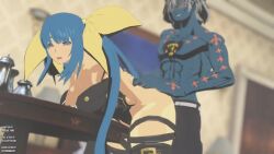 Rule 34 | 1boy, 1girl, 3d, abs, animated, arms behind back, blue hair, blue skin, bouncing breasts, breasts, cheating (relationship), clothed sex, colored skin, commission, cumskeleton, dizzy (guilty gear), from behind, grey hair, guilty gear, guilty gear strive, guilty gear xrd, hair ornament, happy chaos, hetero, indoors, interior, jellyfishjubilee, large breasts, long hair, looping animation, muscular, muscular male, netorare, orange eyes, rape, rouge nine, sex, sex from behind, slapping, slapping ass, sound, sound effects, spanking, standing, standing sex, thick thighs, thigh strap, thighs, twintails, very long hair, video, wide hips, x-shaped eyewear