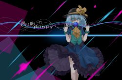 Rule 34 | 1girl, aqua eyes, ascot, commentary request, covered mouth, hat, highres, komeiji koishi, leaf1031, looking at viewer, short hair, silver hair, solo, third eye, touhou, translation request