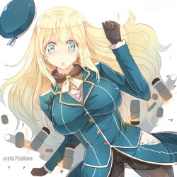 Rule 34 | 10s, 1girl, atago (kancolle), blonde hair, breasts, gloves, green eyes, hat, kantai collection, large breasts, long hair, military, military uniform, pantyhose, solo, sts, uniform