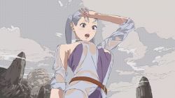 Rule 34 | animated, animated gif, belt, black clover, breasts, dress, heavy breathing, large breasts, noelle silva, pink eyes, shirt, silver hair, wet, wet breasts, wet clothes, wet dress, wet hair, wet shirt