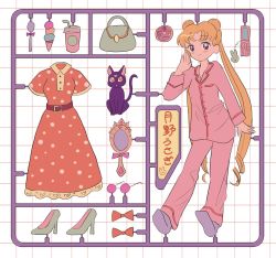 Rule 34 | bishoujo senshi sailor moon, brooch, food, highres, ice cream, jewelry, kitakugoneru, luna (sailor moon), phone, skirt, tsukino usagi