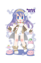 Rule 34 | 1girl, :3, angeling, blue eyes, blue hair, blush, brown cape, brown dress, brown gloves, brown hairband, cape, commentary request, dress, fingerless gloves, full body, fur-trimmed cape, fur trim, gloves, hairband, halo, high wizard (ragnarok online), layered dress, long hair, looking at viewer, lowres, okosama lunch (sendan), open mouth, poring, ragnarok online, short dress, simple background, slime (creature), smile, snowball, snowflakes, standing, two-tone dress, white background, white dress