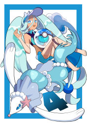 Rule 34 | 1girl, absurdres, artist request, blue eyes, blue hair, creatures (company), game freak, gen 7 pokemon, hatsune miku, highres, long hair, nintendo, pokemon, pokemon (creature), primarina, project voltage, tan, twintails, very long hair, vocaloid, water miku (project voltage)