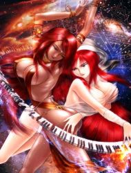 Rule 34 | breasts, dancer, dark skin, instrument, jewelry, large breasts, lots of jewelry, lowres, piano, red hair, s zenith lee, tagme