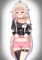 Rule 34 | 1girl, bare shoulders, blonde hair, blue eyes, blush, breasts, full-face blush, highres, ia (vocaloid), long hair, monologue 2525, pink hair, small breasts, solo, upskirt, very long hair, vocaloid