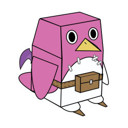 Rule 34 | alternate color, character request, disgaea, no humans, papercraft, prinny, simple background, sitting, solo