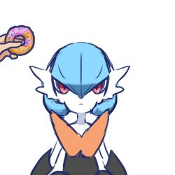 Rule 34 | 1girl, alternate color, animated, animated gif, blue hair, creatures (company), doughnut, food, game freak, gardevoir, gen 3 pokemon, jumping, lowres, mega gardevoir, mega pokemon, nintendo, pokemon, pokemon (creature), red eyes, shiny pokemon, tagme