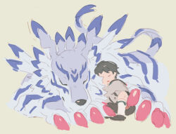 Rule 34 | claws, closed eyes, digimon, digimon (creature), digimon survive, garurumon, haru (digimon survive), sleeping, wolf