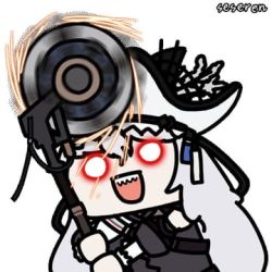 Rule 34 | 1girl, animated, animated gif, arknights, circular saw, lowres, open mouth, saw, seseren, sharp teeth, specter (arknights), teeth