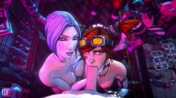 Rule 34 | 2girls, 3d, animated, assisted fellatio, bisexual female, borderlands (series), breasts, cum, cum in mouth, cum on tongue, deepthroat, facial, fellatio, gaige, hands on another&#039;s head, maya (borderlands), multiple girls, nipples, oral, sexual coaching, tagme, video, windfall