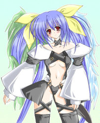 Rule 34 | arc system works, asymmetrical wings, blue hair, dizzy (guilty gear), guilty gear, lowres, red eyes, solo, tail, thighhighs, wings