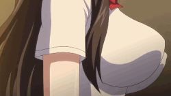 Rule 34 | animated, animated gif, bouncing breasts, breasts, clothes, jitaku keibiin, katsuragi sayaka, large breasts, lowres, school uniform