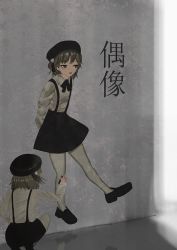 Rule 34 | 1girl, :d, beret, black footwear, black hat, black ribbon, black skirt, brown eyes, brown hair, collared shirt, commentary request, facing away, flower, hair flower, hair ornament, hat, hatoba tsugu, highres, holding, kojomi (7j543), loafers, long sleeves, open mouth, pantyhose, ribbon, rose, shirt, shoes, skirt, smile, solo, spray can, squatting, suspender skirt, suspenders, translation request, virtual youtuber, white flower, white pantyhose, white rose, white shirt