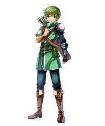 Rule 34 | 1boy, arrow (projectile), belt, boots, fire emblem, fire emblem: mystery of the emblem, fire emblem heroes, full body, gloves, gordin (fire emblem), green eyes, green hair, highres, itagaki hako, male focus, nintendo, official art, quiver, solo, transparent background