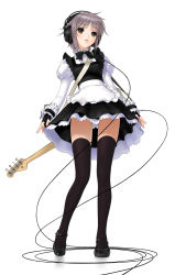 Rule 34 | 00s, 1girl, absurdres, bad id, bad pixiv id, bass guitar, from below, full body, headphones, highres, instrument, legs, maid, mary janes, md5 mismatch, nagato yuki, panties, pantyshot, parted lips, sano toshihide, shoes, simple background, solo, standing, suzumiya haruhi no yuuutsu, thighhighs, tissue princess, underwear, white background