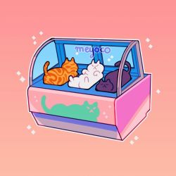 Rule 34 | animal, animal focus, artist name, bad id, bad instagram id, black cat, cat, glass, gradient background, lying, meyoco, no humans, on back, orange cat, original, pink background, sparkle, tail, white cat