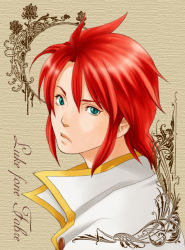 Rule 34 | 00s, green eyes, luke fon fabre, male focus, namco, red hair, simple background, tales of (series), tales of the abyss
