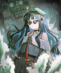 Rule 34 | amasu kino, black hair, blue hair, detached sleeves, fate/grand order, fate (series), glasses, hat, jewelry, long hair, multicolored hair, rain, solo, tagme, tenochtitlan (fate), tenochtitlan (second ascension) (fate)