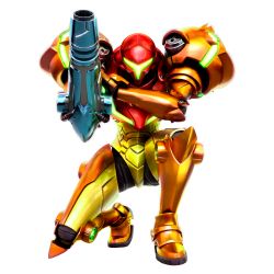 Rule 34 | 1girl, 3d, absurdres, arm cannon, armor, bright background, full armor, full body, glowing, hand on own arm, hand up, helmet, highres, knee up, looking at viewer, metroid, metroid: samus returns, nintendo, official art, on one knee, power armor, power suit, samus aran, shiny clothes, shoulder pads, simple background, solo, transparent background, varia suit, weapon, white background