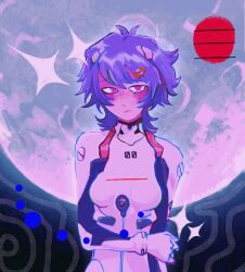 Rule 34 | 1girl, animated, animated gif, ayanami rei, blue hair, blush, bodysuit, breasts, closed mouth, loan0u, medium breasts, messy hair, neon genesis evangelion, pilot suit, plugsuit, red eyes, short hair, solo, standing