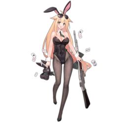 Rule 34 | 1girl, animal ears, aviator sunglasses, black footwear, black pantyhose, blonde hair, bow, breasts, browning automatic rifle, card, cleavage, eyewear on head, fake animal ears, full body, girls&#039; frontline, gun, hair bow, high heels, holding, holding weapon, large breasts, leotard, long hair, looking at viewer, low-tied long hair, m1918 (bunny girl) (girls&#039; frontline), m1918 (girls&#039; frontline), machine gun, necktie, official alternate costume, official art, pantyhose, playboy bunny, playing card, rabbit ears, shoes, solo, suisai., suisai (suisao), sunglasses, transparent background, very long hair, weapon, yellow eyes