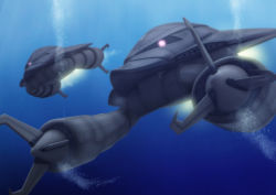 Rule 34 | grabro, gundam, mecha, mobile suit gundam, no humans, robographer, robot, underwater, water