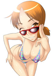 Rule 34 | bikini, covered erect nipples, nami (one piece), one piece, sunglasses, swimsuit, wink